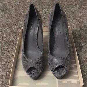 BCBG steel grey heels